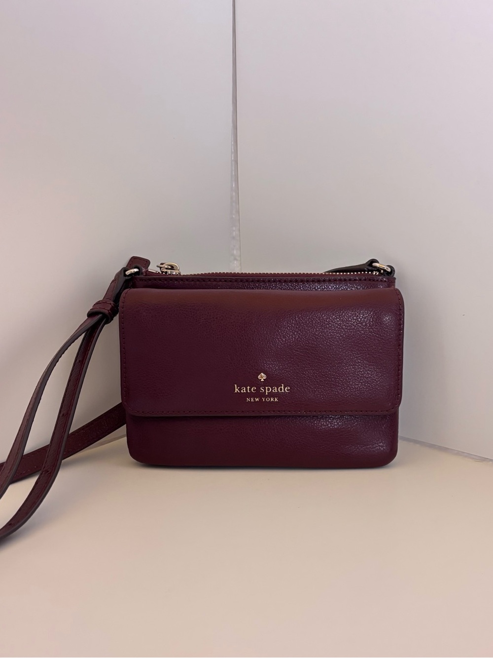 Kate Spade New York Greene Street Karlee Leather Crossbody Cherrywood Burgundy - Picture 8 of 13